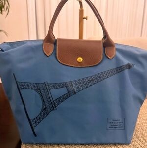 Longchamp Eiffel Tower Blue and Brown Tote